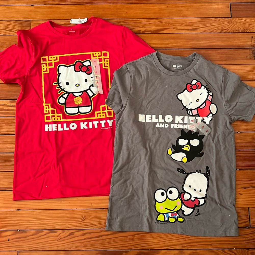 Red Small Hello Kitty t-shirt and Gray XSmall Hello Kitty t-shirt bundle. NWT